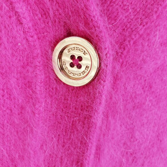 Juicy Couture Angora Blend Cardigan Longline Sweater Pink Fuzzy Soft size S - Picture 5 of 12